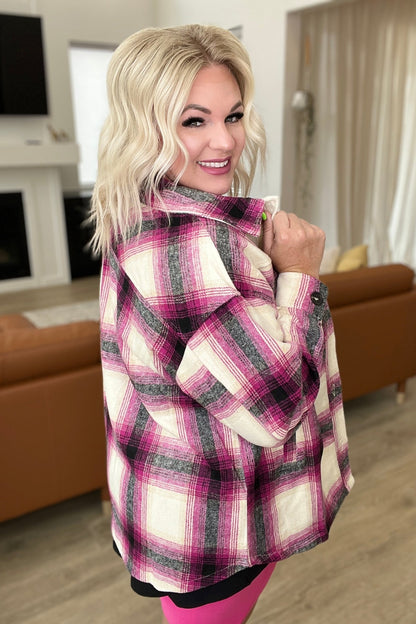 Oversized Longline Plaid Shacket in Magenta (Online Exclusive) - Uptown Boutique Ramona