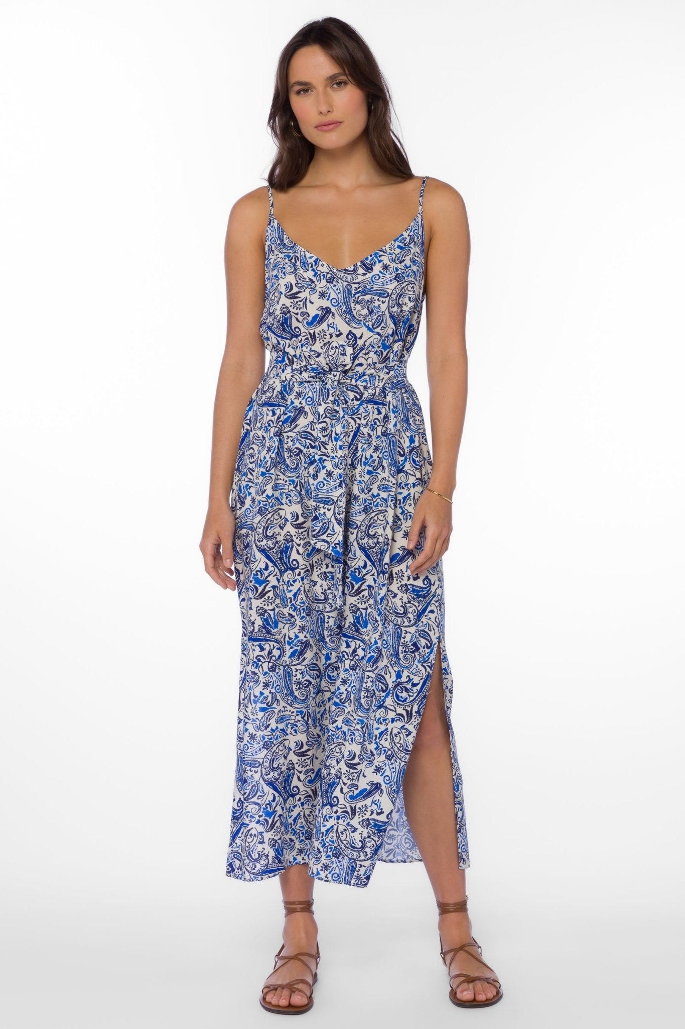 PAGE BLUE PAISLEY DRESS - Uptown Boutique Ramona