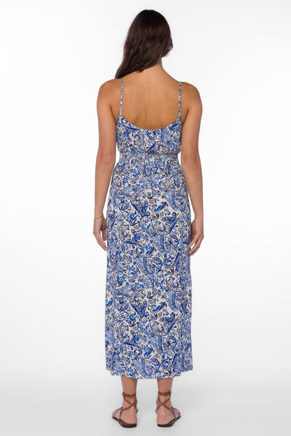 PAGE BLUE PAISLEY DRESS - Uptown Boutique Ramona