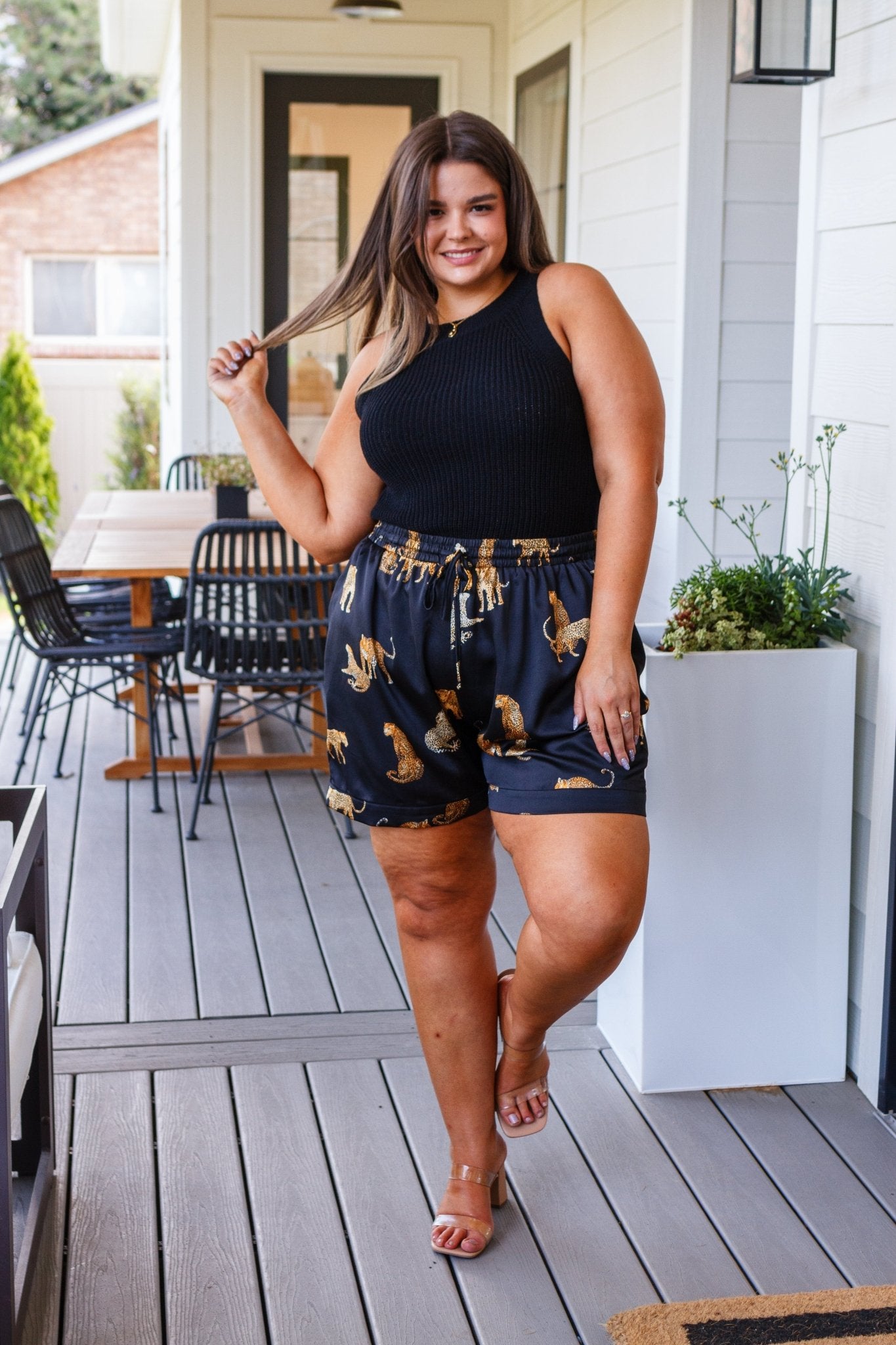 Party Animal Leopard Print Satin Set in Black (Online Exclusive) - Uptown Boutique Ramona