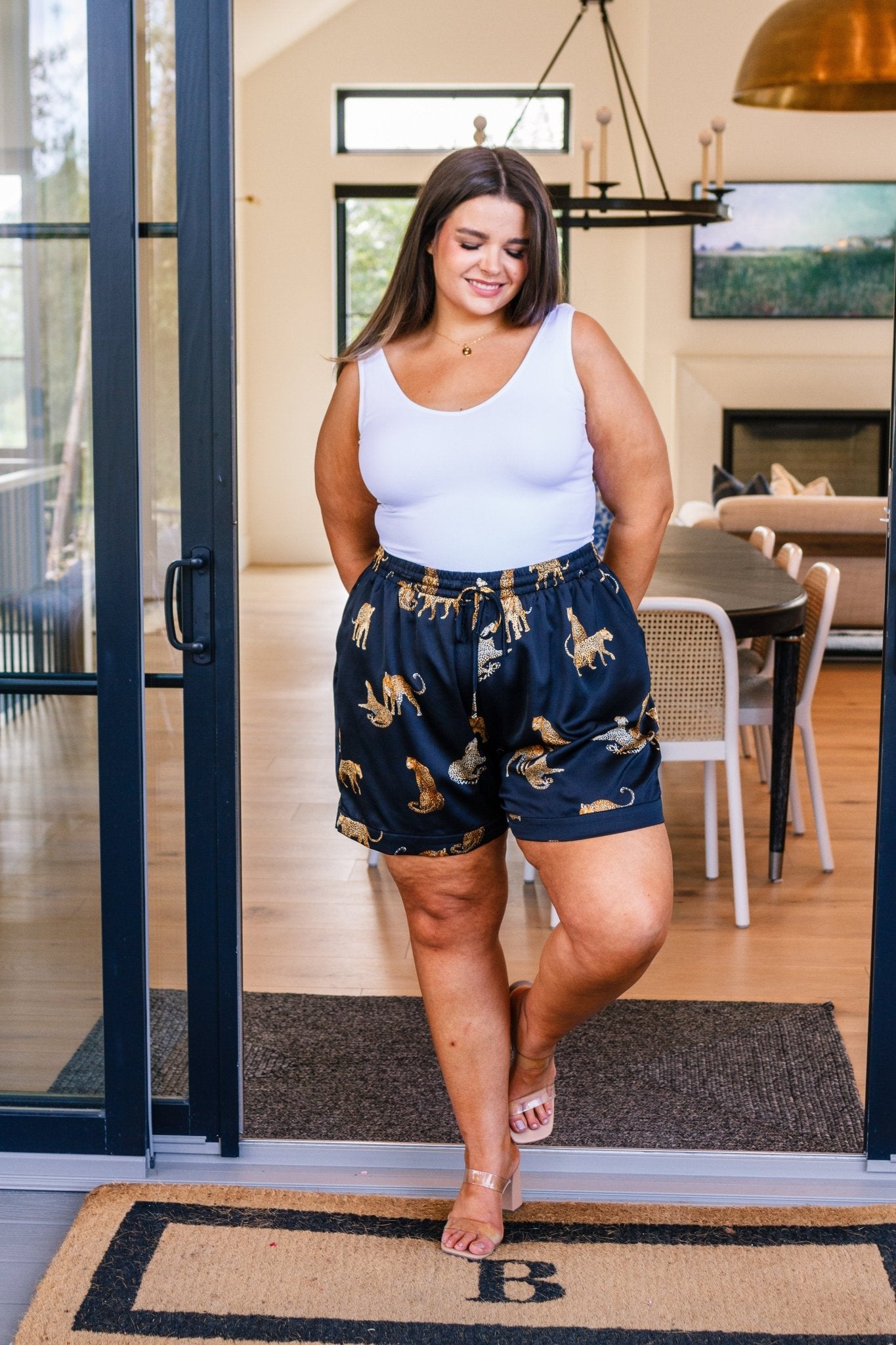 Party Animal Leopard Print Satin Set in Black (Online Exclusive) - Uptown Boutique Ramona