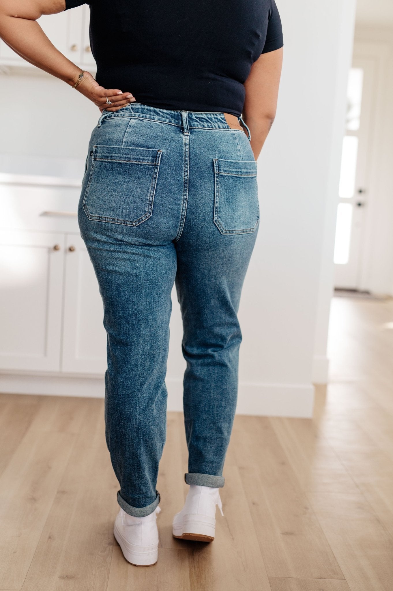 Payton Pull On Denim Joggers in Medium Wash (Online Exclusive) - Uptown Boutique Ramona