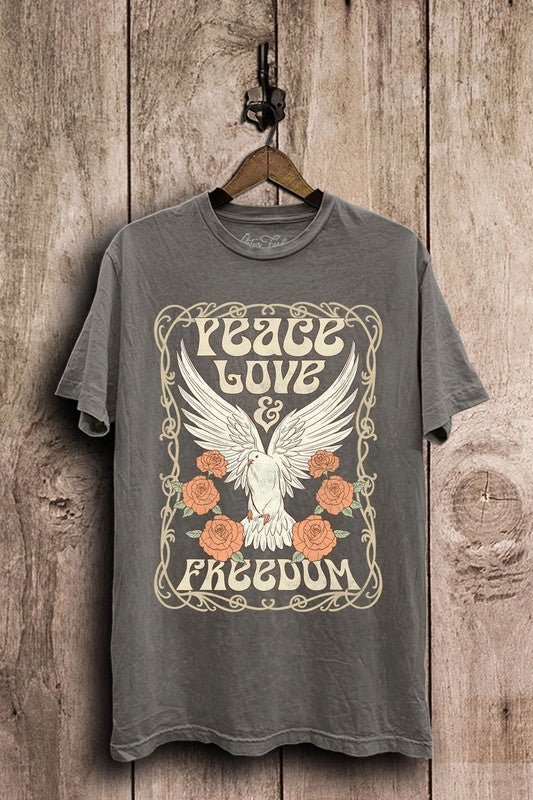 Peace Love & Freedom Graphic Tee - Uptown Boutique Ramona