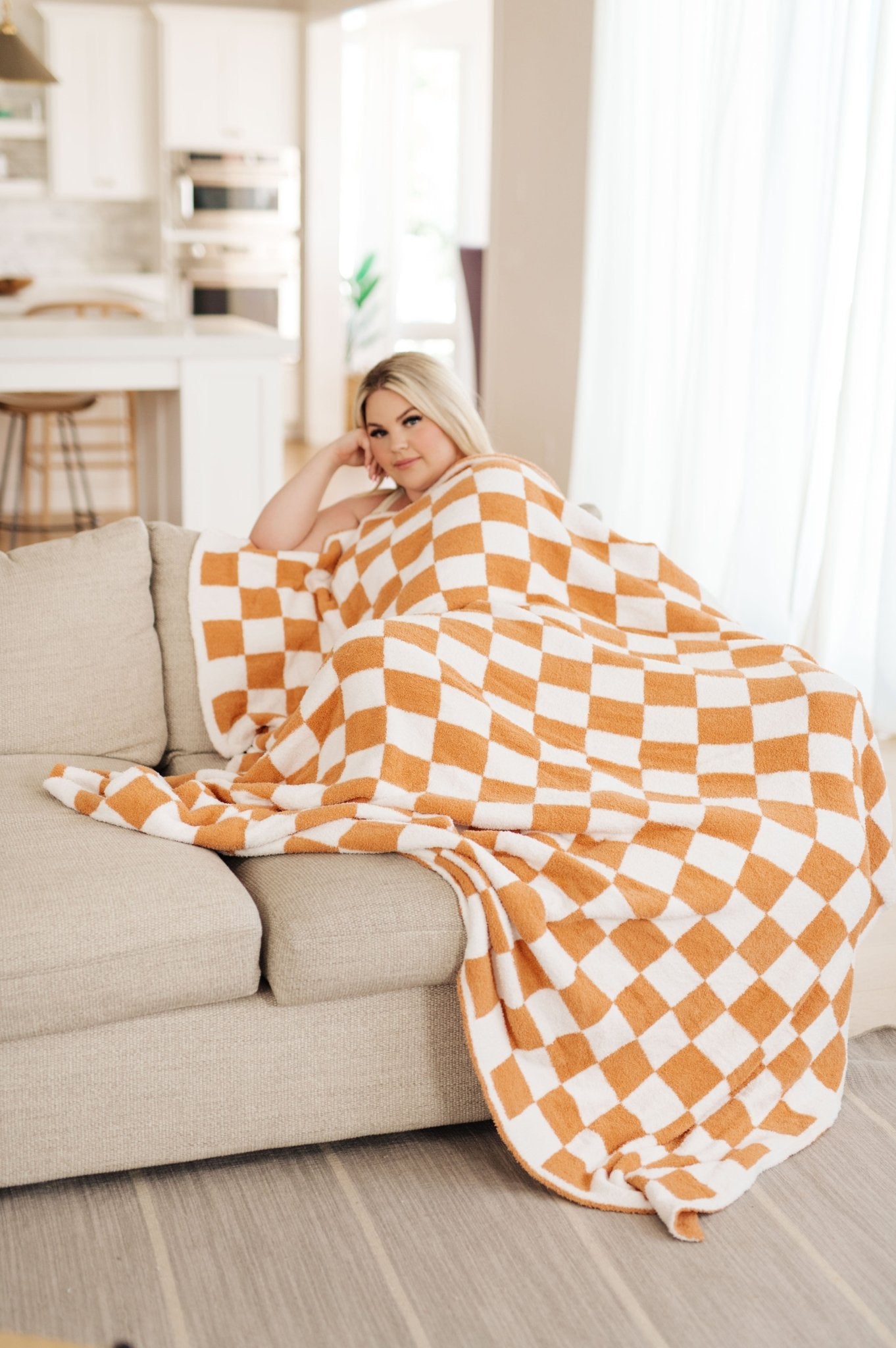 Penny Blanket Single Cuddle Size in Copper Check (Online Exclusive) - Uptown Boutique Ramona