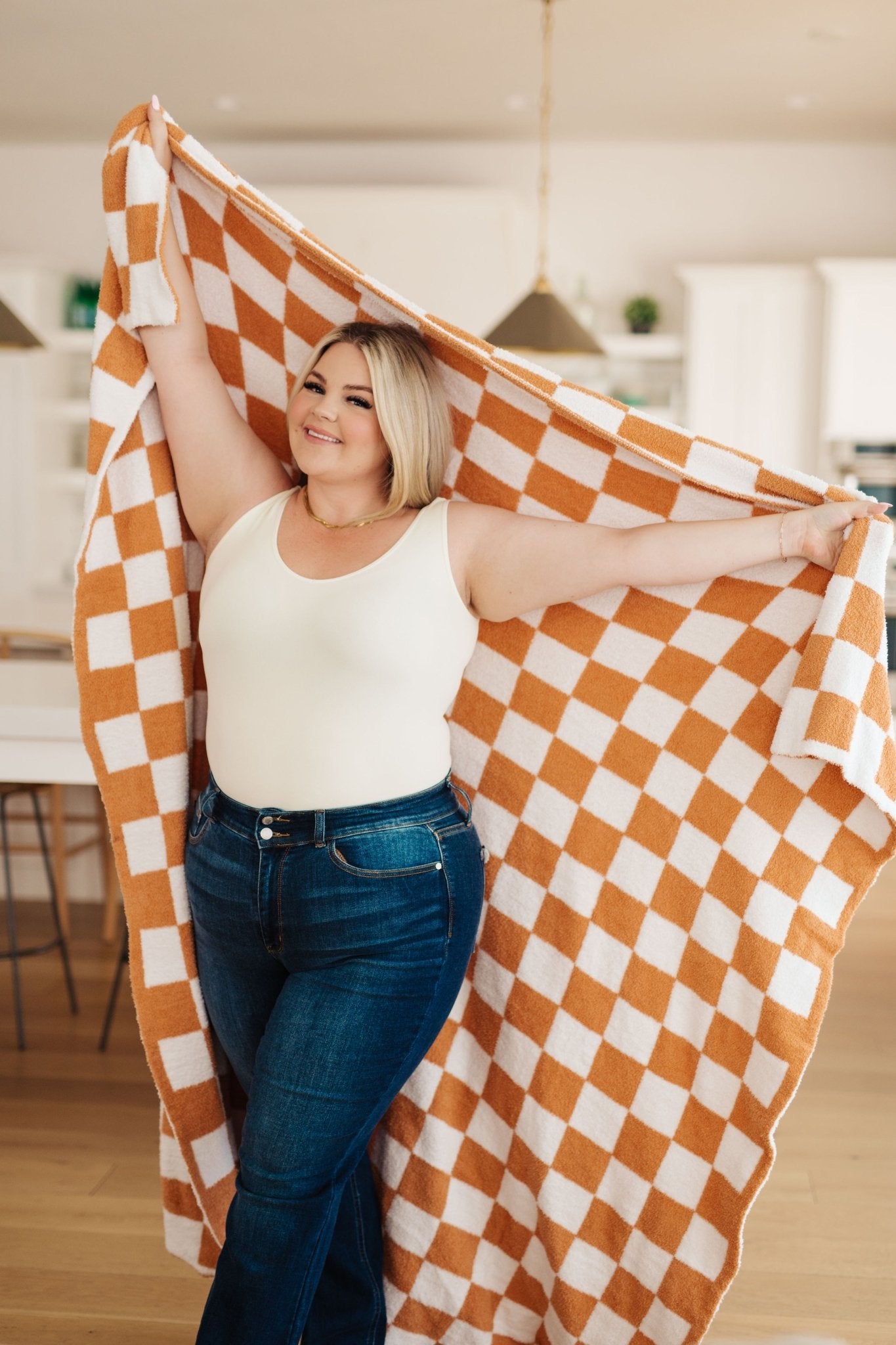 Penny Blanket Single Cuddle Size in Copper Check (Online Exclusive) - Uptown Boutique Ramona