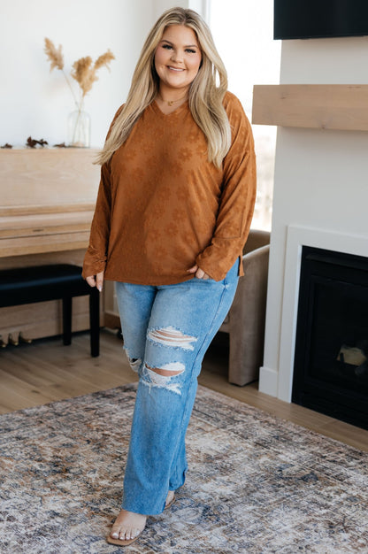 Perfect in Pansies V - Neck Top (Online Exclusive) - Uptown Boutique Ramona