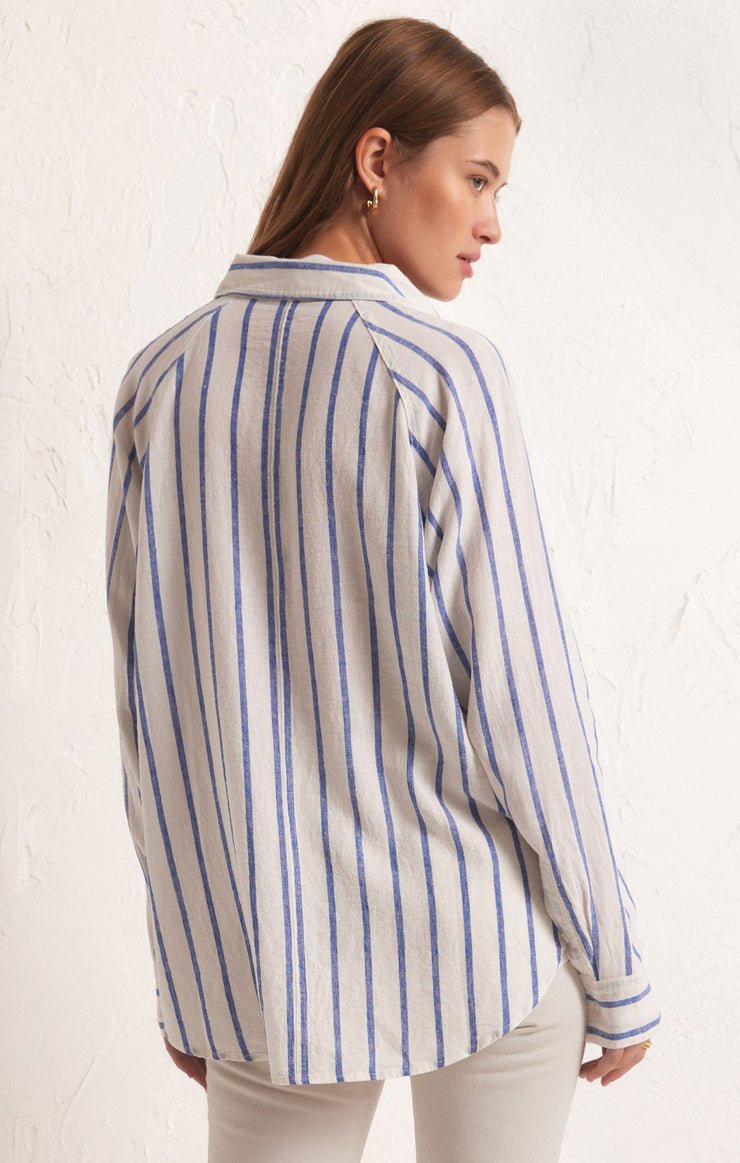 PERFECT LINEN STRIPE TOP - Uptown Boutique Ramona