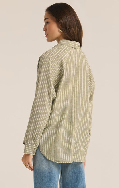 PERFECT LINEN STRIPE TOP - Uptown Boutique Ramona