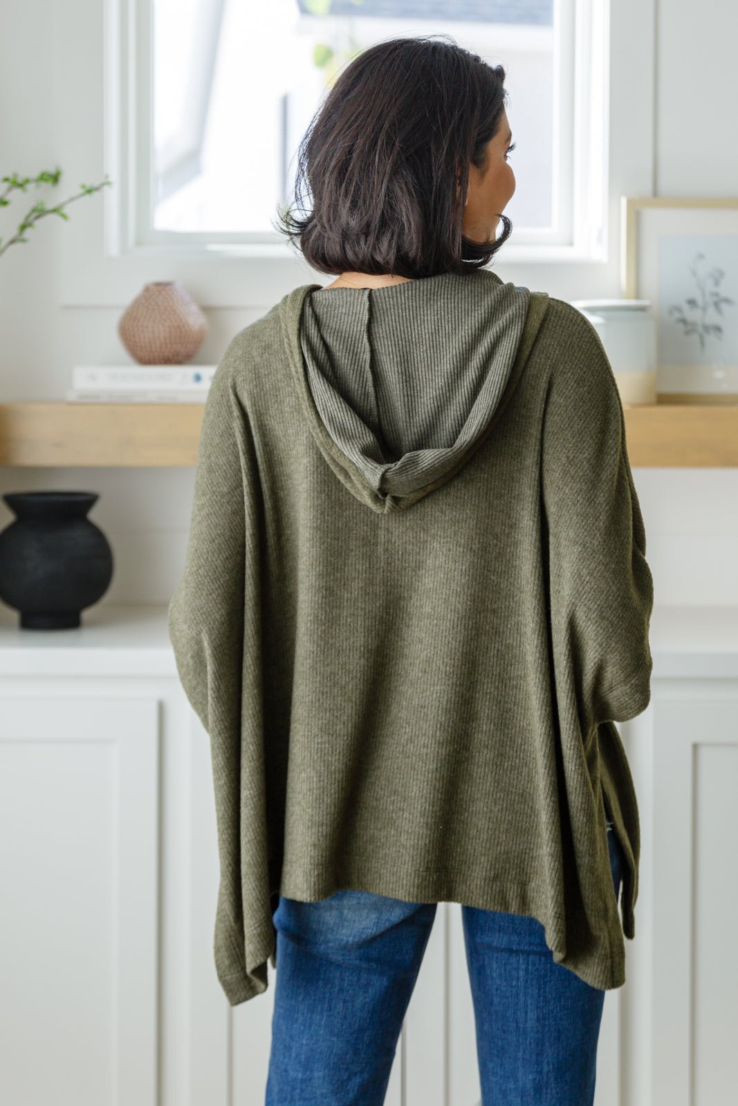 Perfectly Poised Hooded Poncho in Olive (Online Exclusive) - Uptown Boutique Ramona