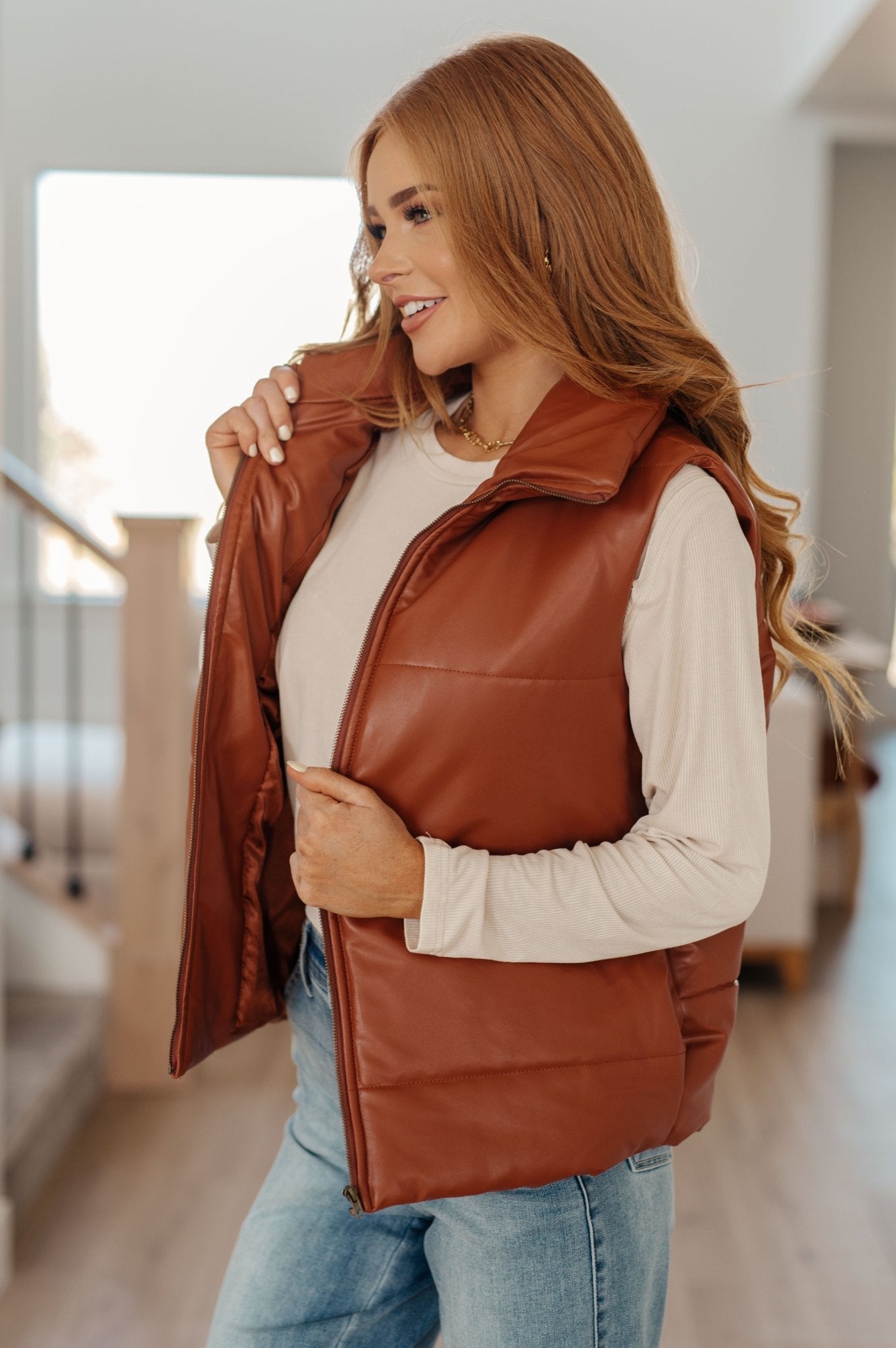 Persistence Pays Off Faux Leather Puffer Vest (Online Exclusive) - Uptown Boutique Ramona