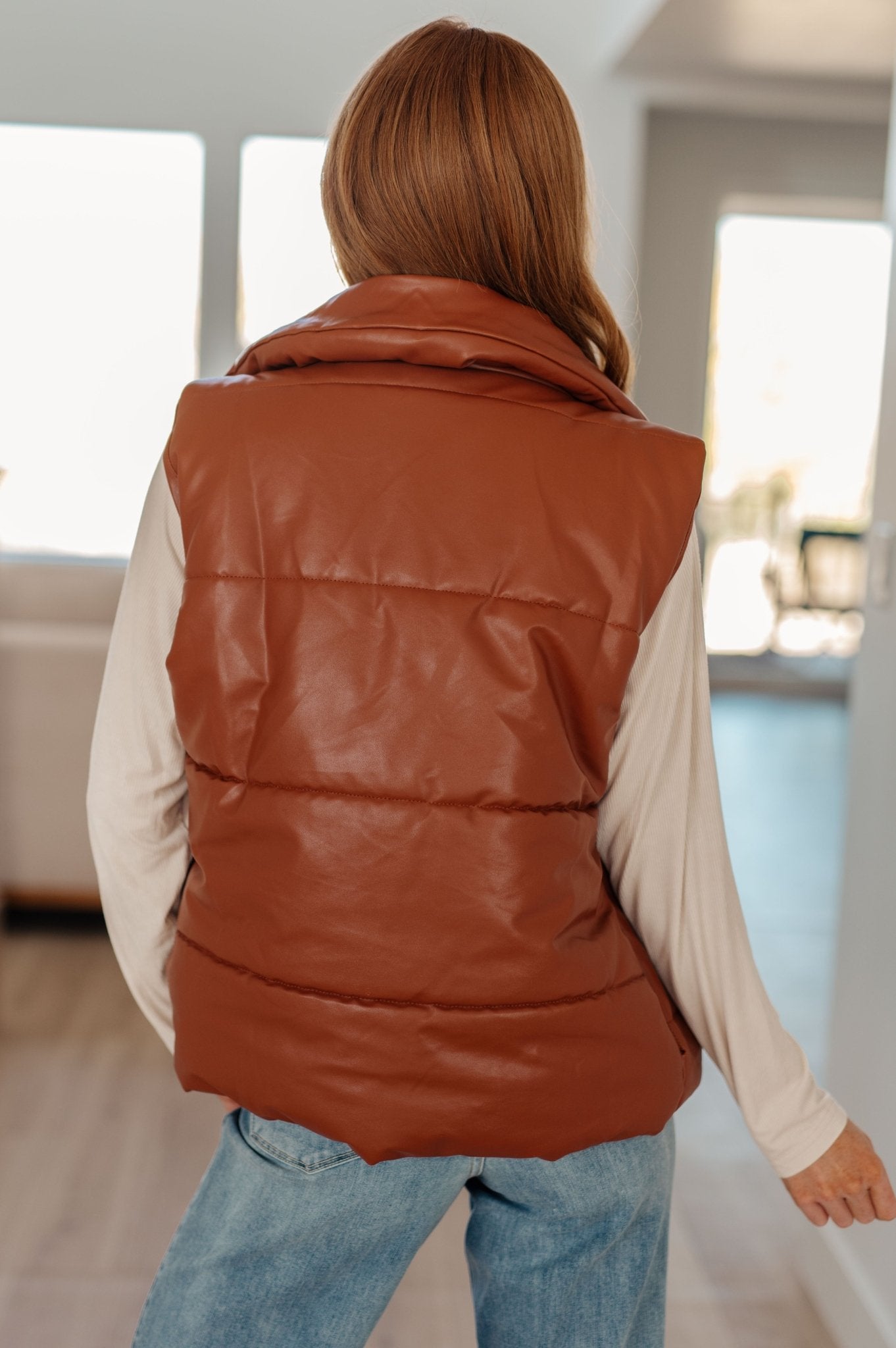 Persistence Pays Off Faux Leather Puffer Vest (Online Exclusive) - Uptown Boutique Ramona