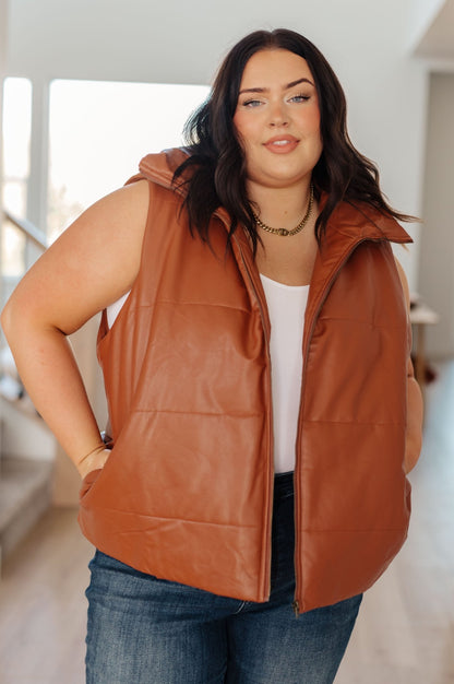 Persistence Pays Off Faux Leather Puffer Vest (Online Exclusive) - Uptown Boutique Ramona