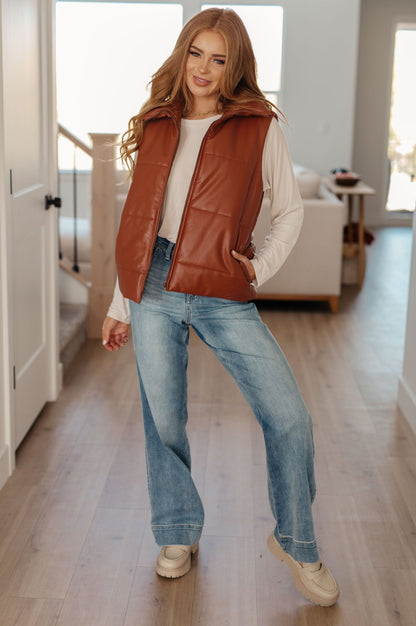 Persistence Pays Off Faux Leather Puffer Vest (Online Exclusive) - Uptown Boutique Ramona