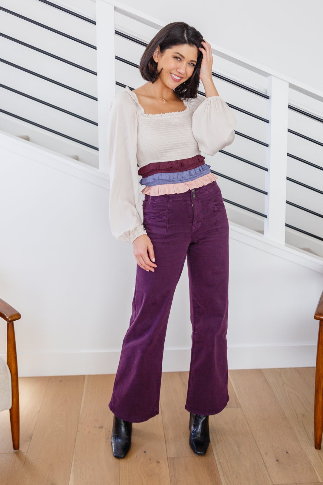 Petunia High Rise Wide Leg Jeans in Plum (Online Exclusive) - Uptown Boutique Ramona