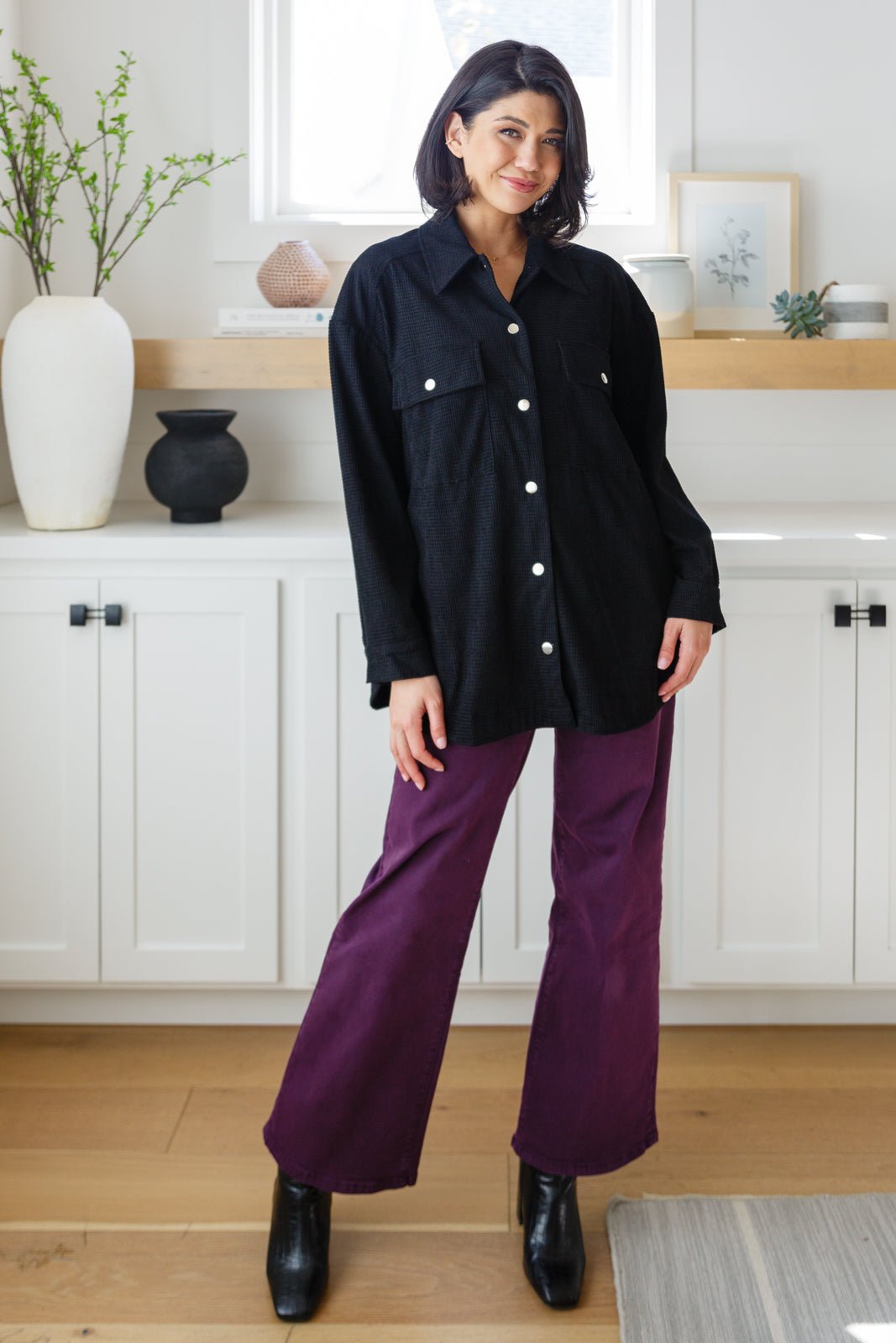 Petunia High Rise Wide Leg Jeans in Plum (Online Exclusive) - Uptown Boutique Ramona