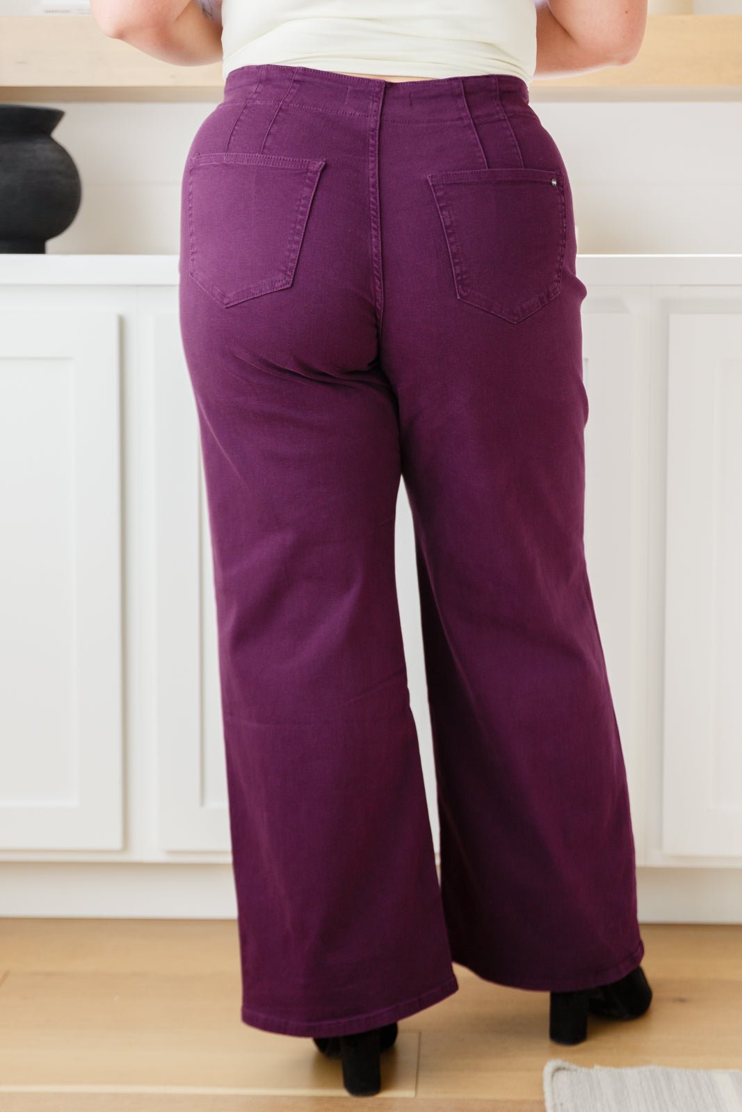 Petunia High Rise Wide Leg Jeans in Plum (Online Exclusive) - Uptown Boutique Ramona