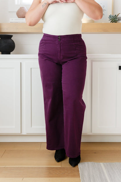 Petunia High Rise Wide Leg Jeans in Plum (Online Exclusive) - Uptown Boutique Ramona