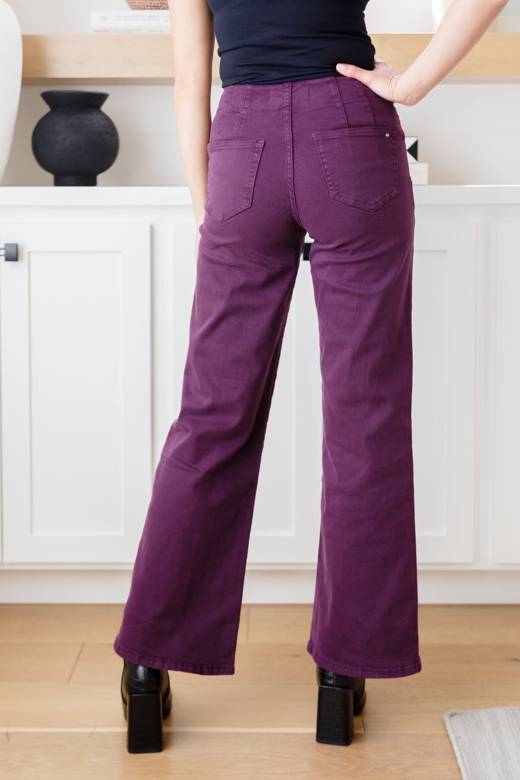 Petunia High Rise Wide Leg Jeans in Plum (Online Exclusive) - Uptown Boutique Ramona