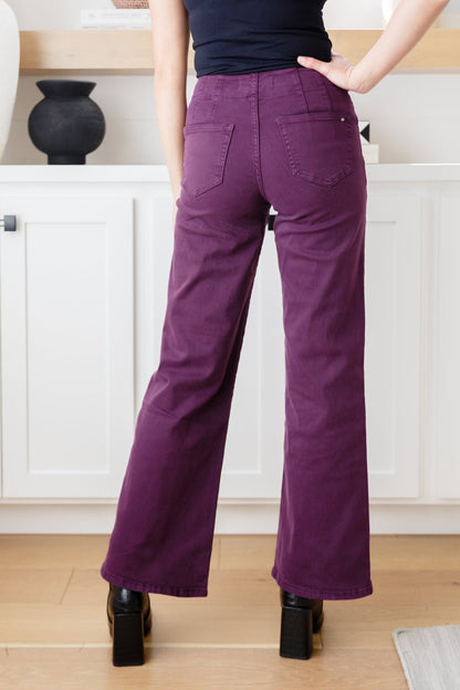 Petunia High Rise Wide Leg Jeans in Plum (Online Exclusive) - Uptown Boutique Ramona