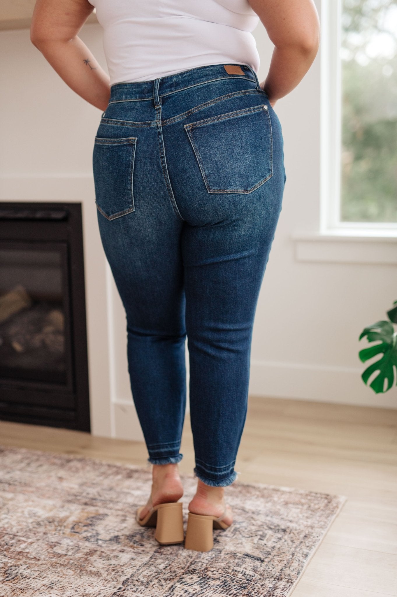 Phillipa High Rise Release Hem Slim Jeans (Online Exclusive) - Uptown Boutique Ramona