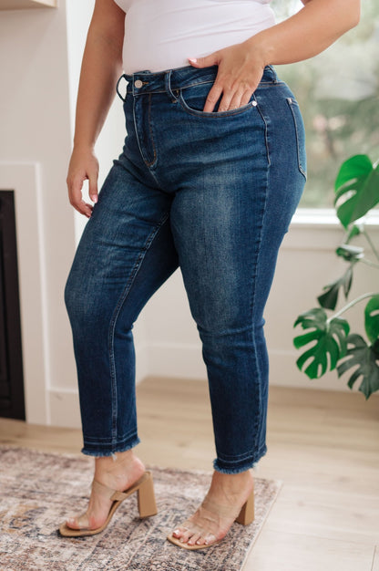 Phillipa High Rise Release Hem Slim Jeans (Online Exclusive) - Uptown Boutique Ramona