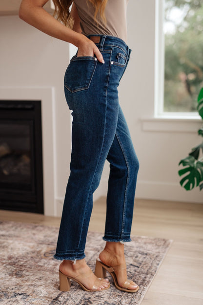 Phillipa High Rise Release Hem Slim Jeans (Online Exclusive) - Uptown Boutique Ramona