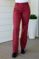 Phoebe High Rise Front Seam Straight Jeans in Burgundy (Online Exclusive) - Uptown Boutique Ramona