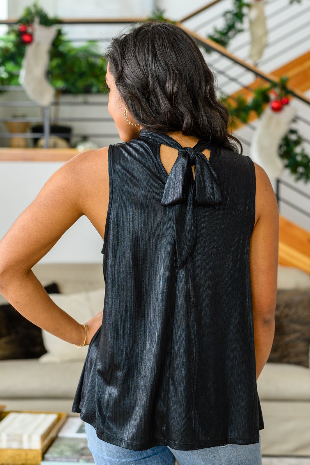 Photo Opt Sleeveless Blouse in Black (Online Exclusive) - Uptown Boutique Ramona