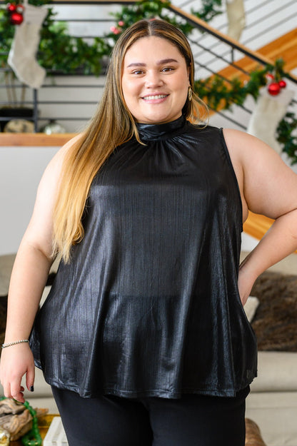 Photo Opt Sleeveless Blouse in Black (Online Exclusive) - Uptown Boutique Ramona