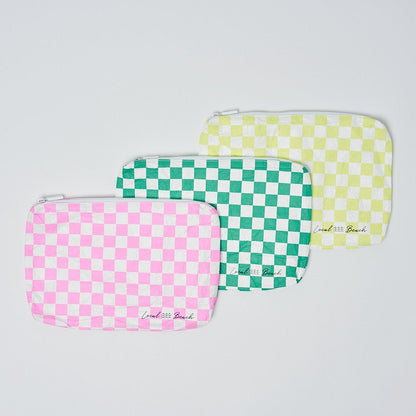 Pink Checker Water Resistant Pouch - Uptown Boutique Ramona