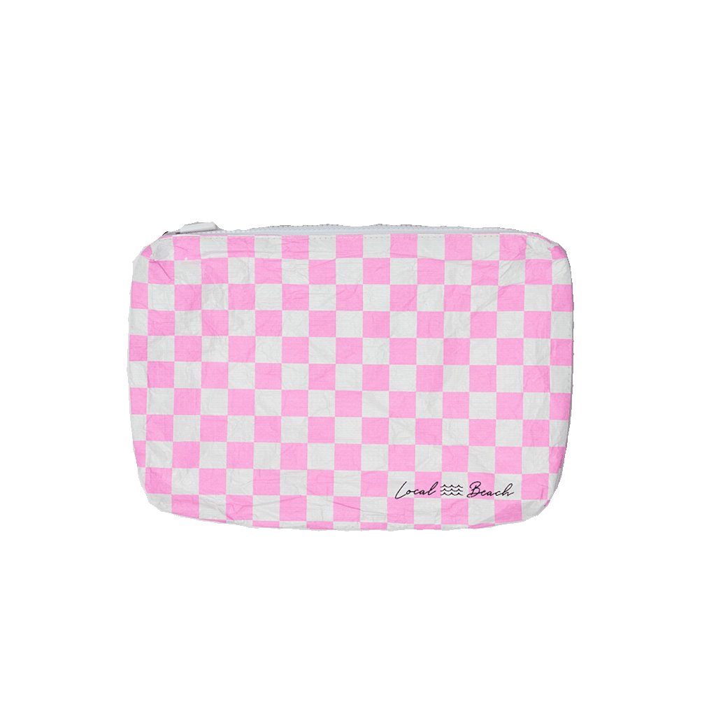 Pink Checker Water Resistant Pouch - Uptown Boutique Ramona