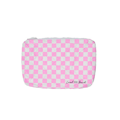 Pink Checker Water Resistant Pouch - Uptown Boutique Ramona