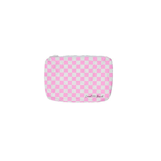 Pink Checker Water Resistant Pouch - Uptown Boutique Ramona