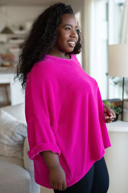 Pink Thoughts Chenille Blouse (Online Exclusive) - Uptown Boutique Ramona