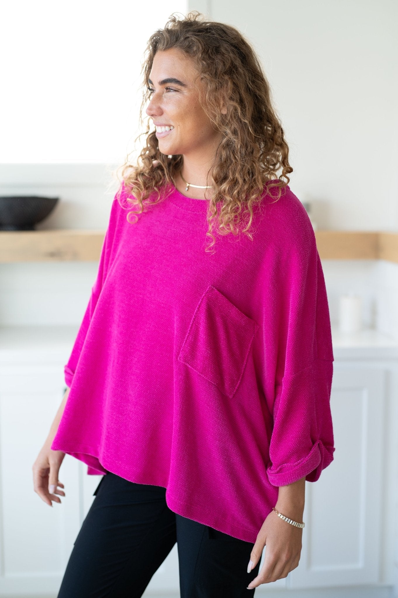 Pink Thoughts Chenille Blouse (Online Exclusive) - Uptown Boutique Ramona