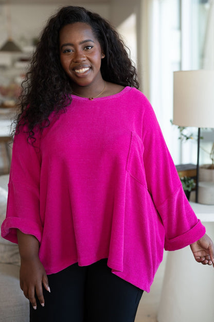 Pink Thoughts Chenille Blouse (Online Exclusive) - Uptown Boutique Ramona