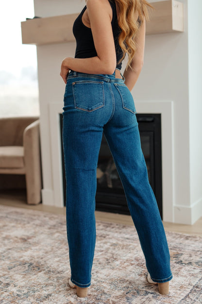 Pippa High Rise Button Fly Straight Jeans (Online Exclusive) - Uptown Boutique Ramona