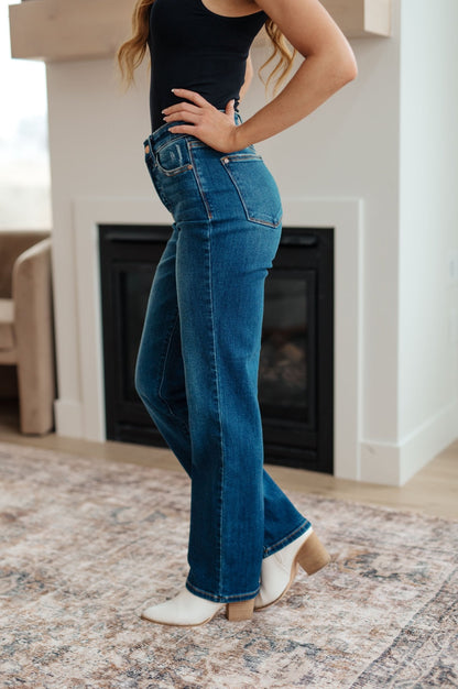 Pippa High Rise Button Fly Straight Jeans (Online Exclusive) - Uptown Boutique Ramona