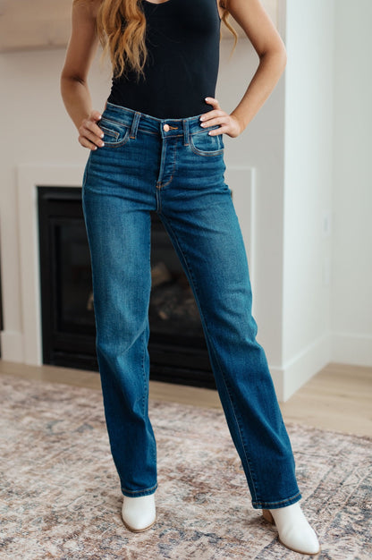 Pippa High Rise Button Fly Straight Jeans (Online Exclusive) - Uptown Boutique Ramona