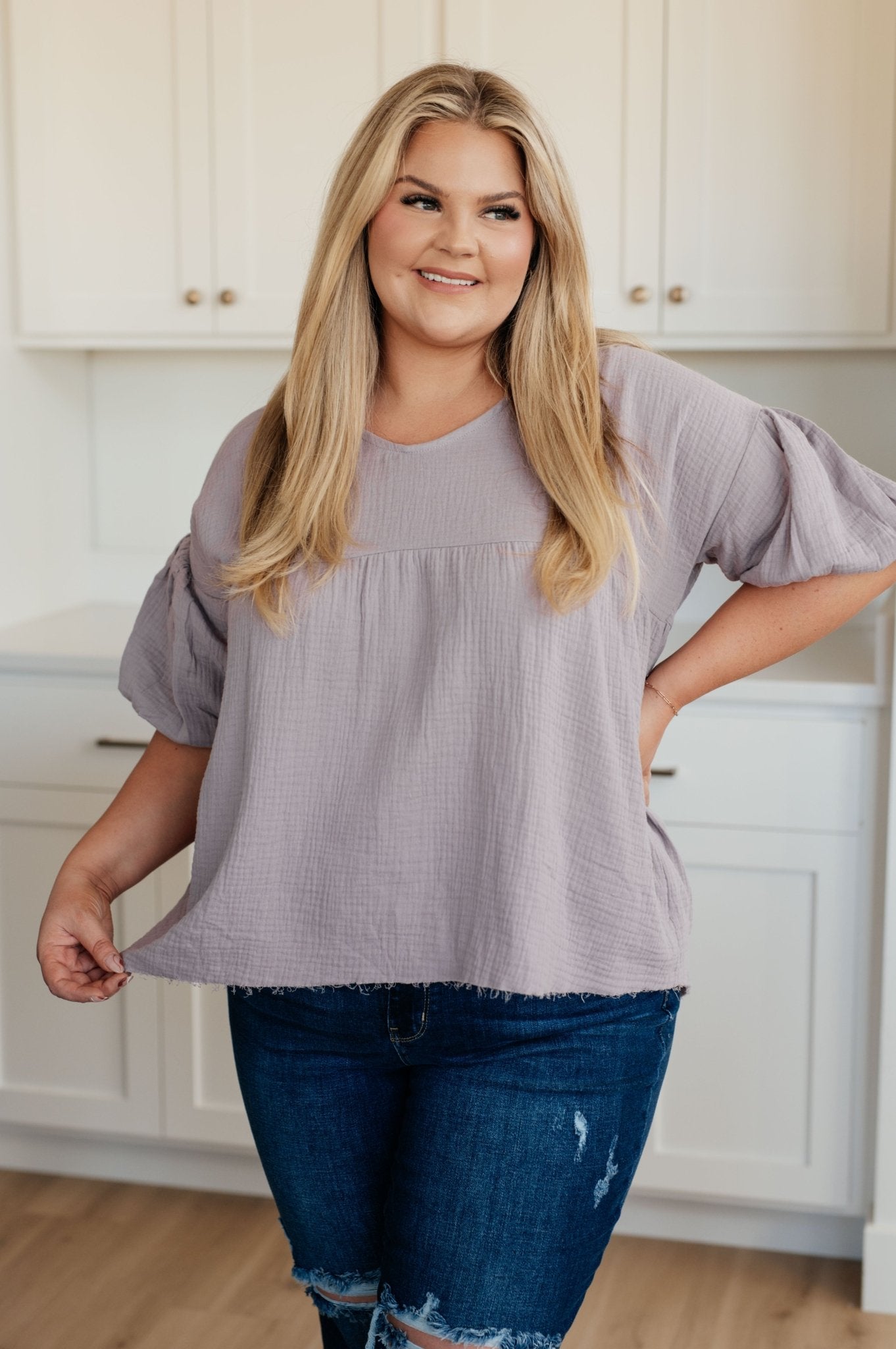 Pleasantly Perfect Bubble Sleeve Peasant Blouse (Online Exclusive) - Uptown Boutique Ramona