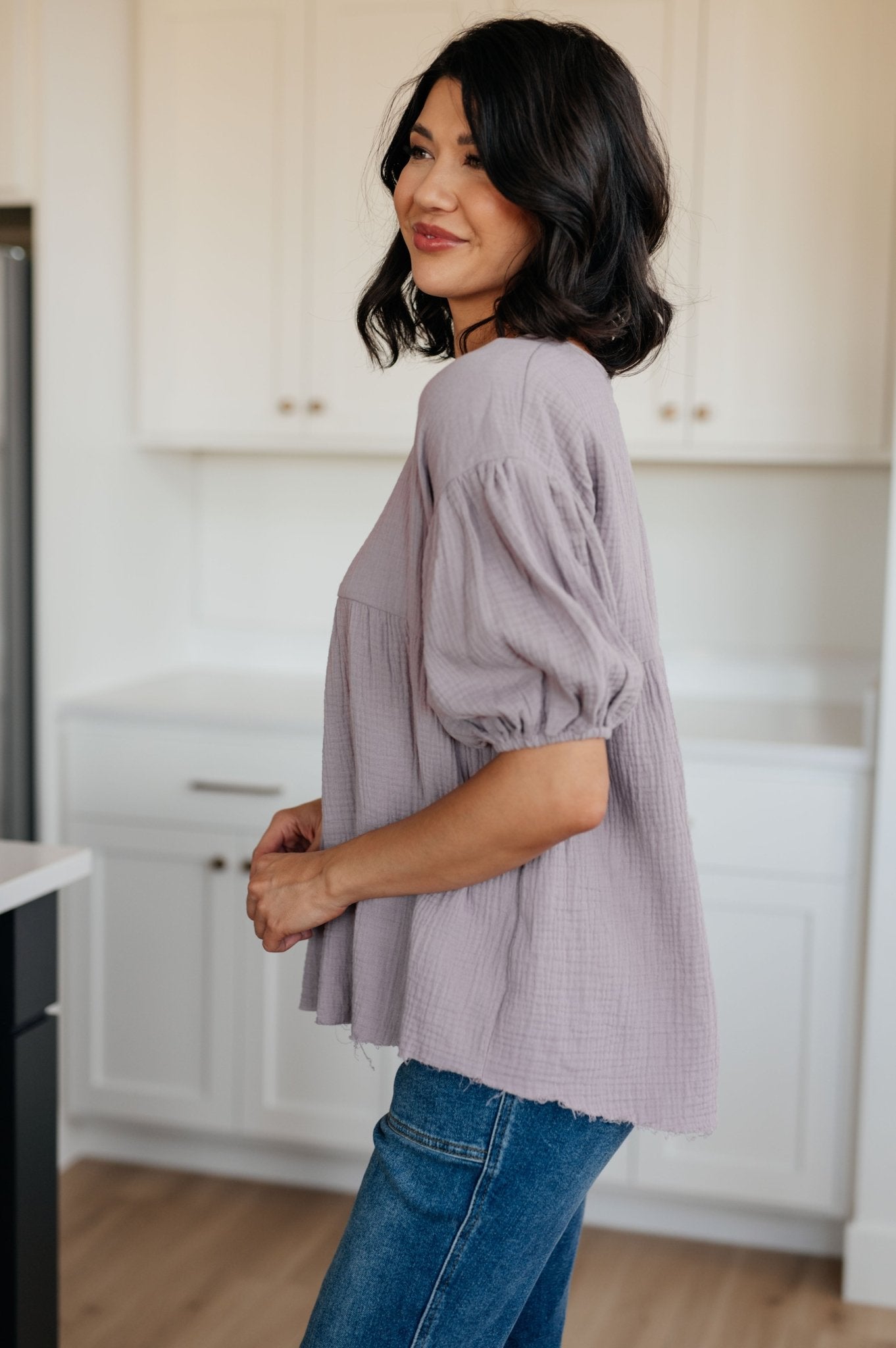 Pleasantly Perfect Bubble Sleeve Peasant Blouse (Online Exclusive) - Uptown Boutique Ramona