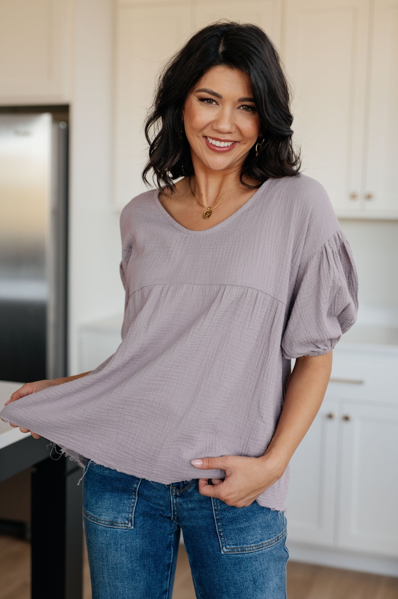 Pleasantly Perfect Bubble Sleeve Peasant Blouse (Online Exclusive) - Uptown Boutique Ramona