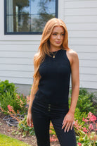 Previous Engagement Halter Neck Sweater Tank in Black - Uptown Boutique Ramona