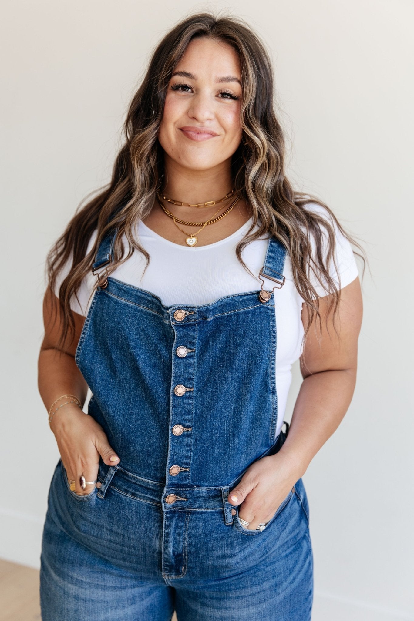 Priscilla High Rise Crop Wide Leg Denim Overalls (Online Exclusive) - Uptown Boutique Ramona