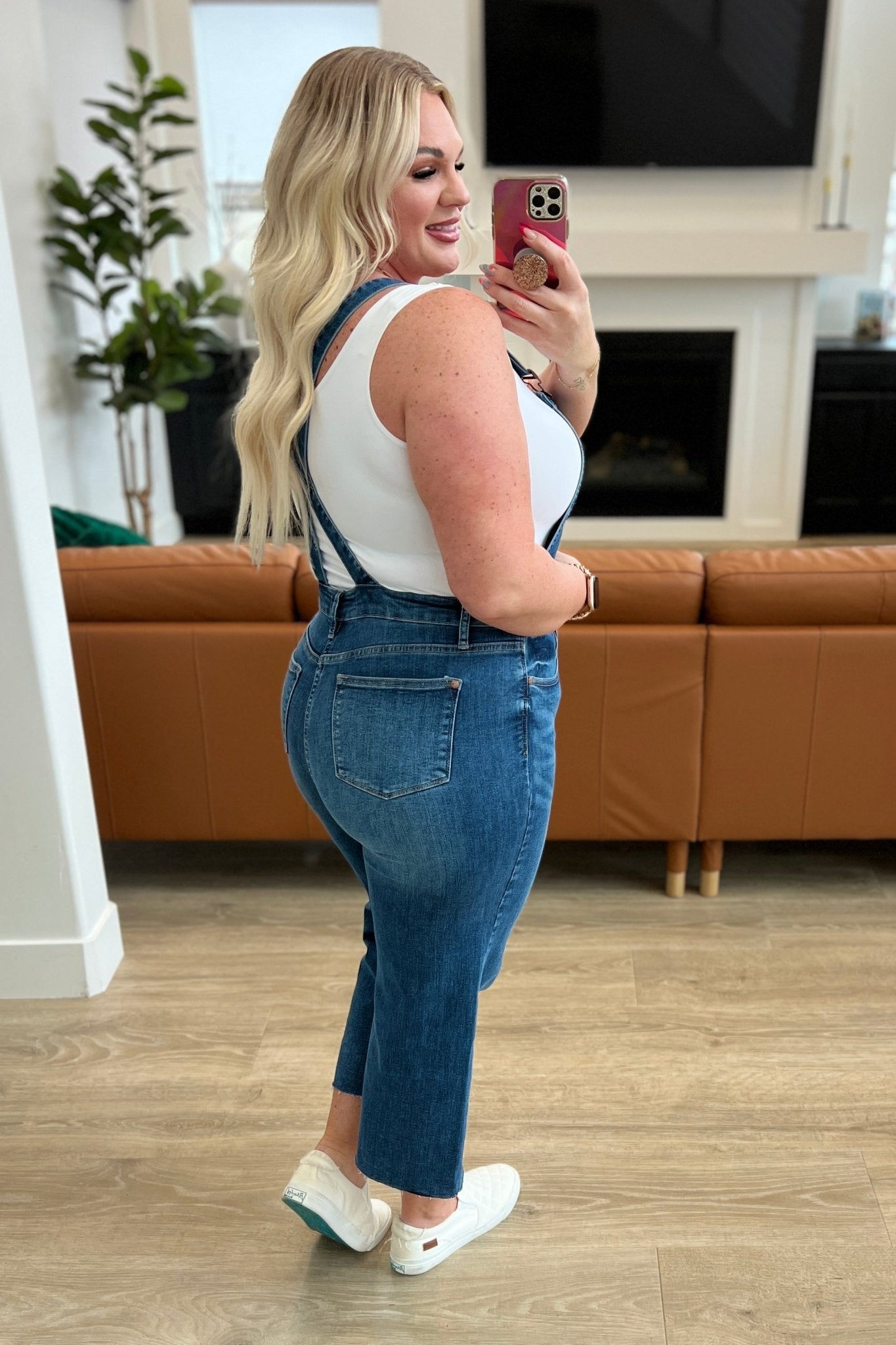 Priscilla High Rise Crop Wide Leg Denim Overalls (Online Exclusive) - Uptown Boutique Ramona