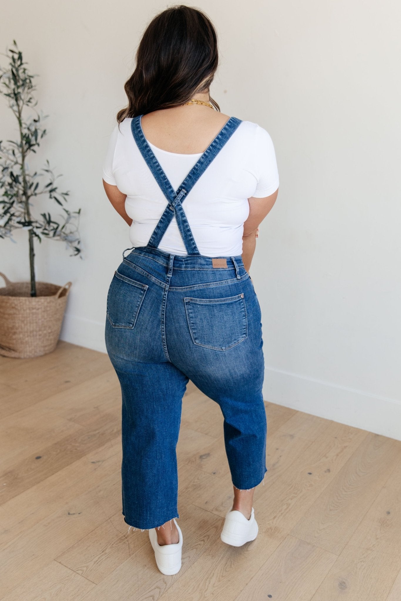 Priscilla High Rise Crop Wide Leg Denim Overalls (Online Exclusive) - Uptown Boutique Ramona