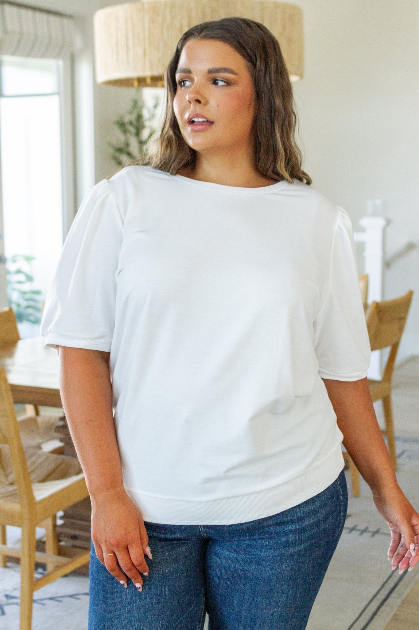 Pristine Puff Sleeve Top in White (Online Exclusive) - Uptown Boutique Ramona