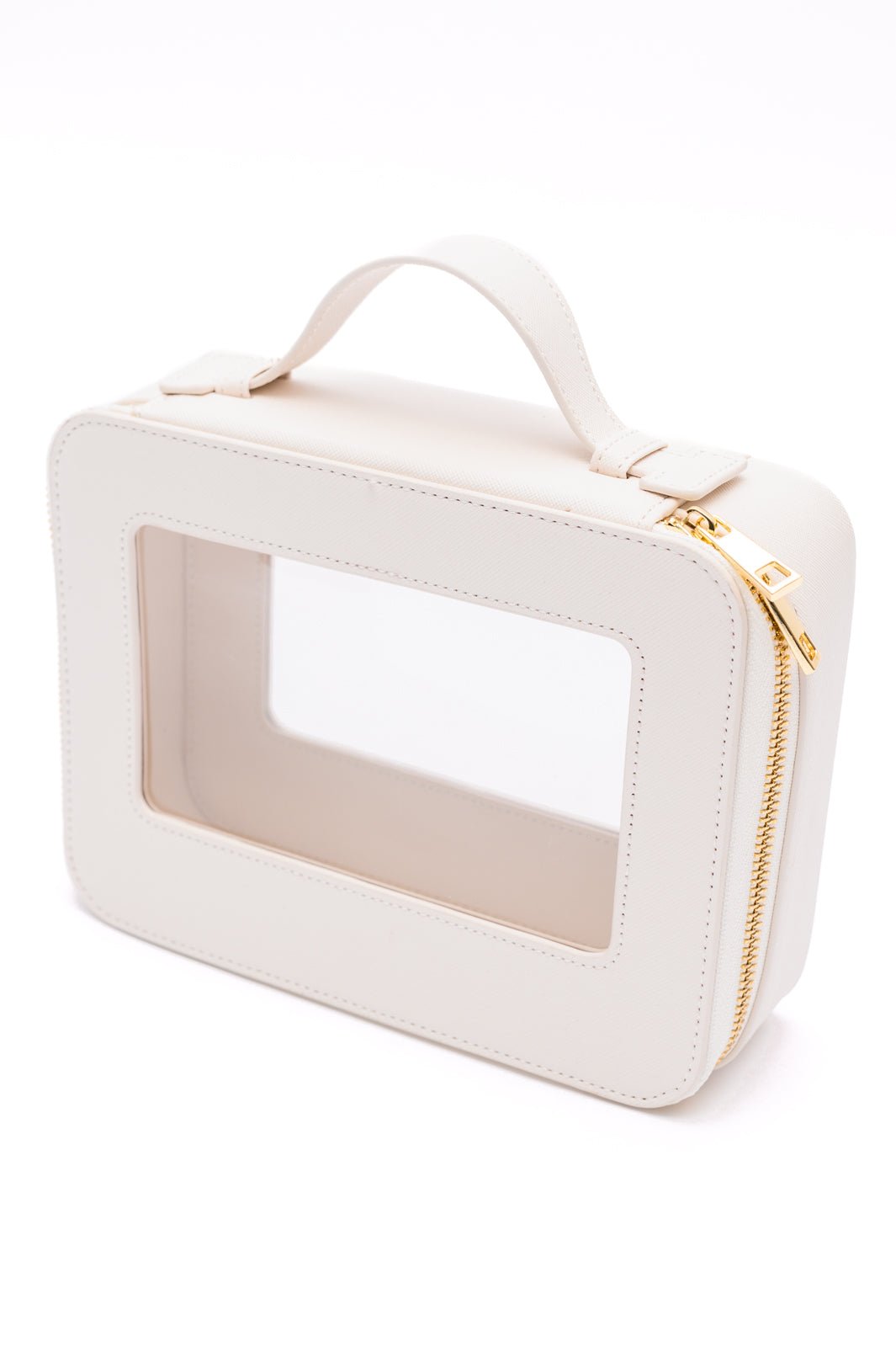 PU Leather Travel Cosmetic Case in Cream (Online Exclusive) - Uptown Boutique Ramona