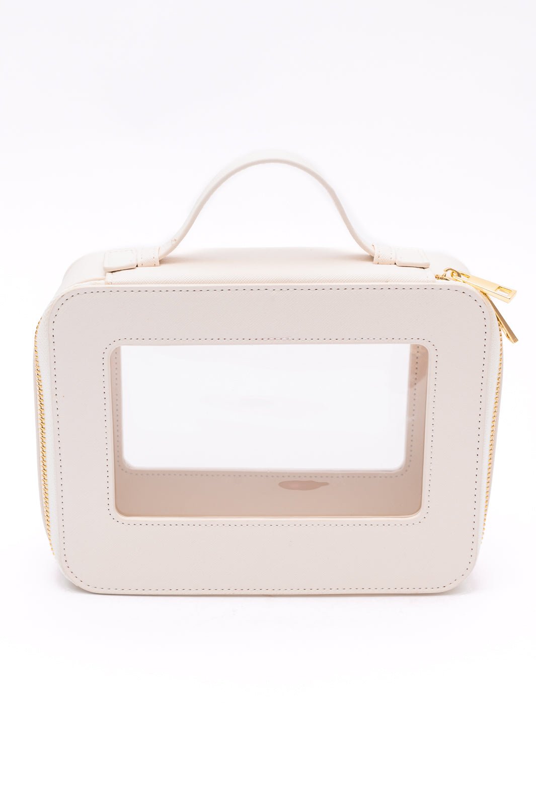 PU Leather Travel Cosmetic Case in Cream (Online Exclusive) - Uptown Boutique Ramona