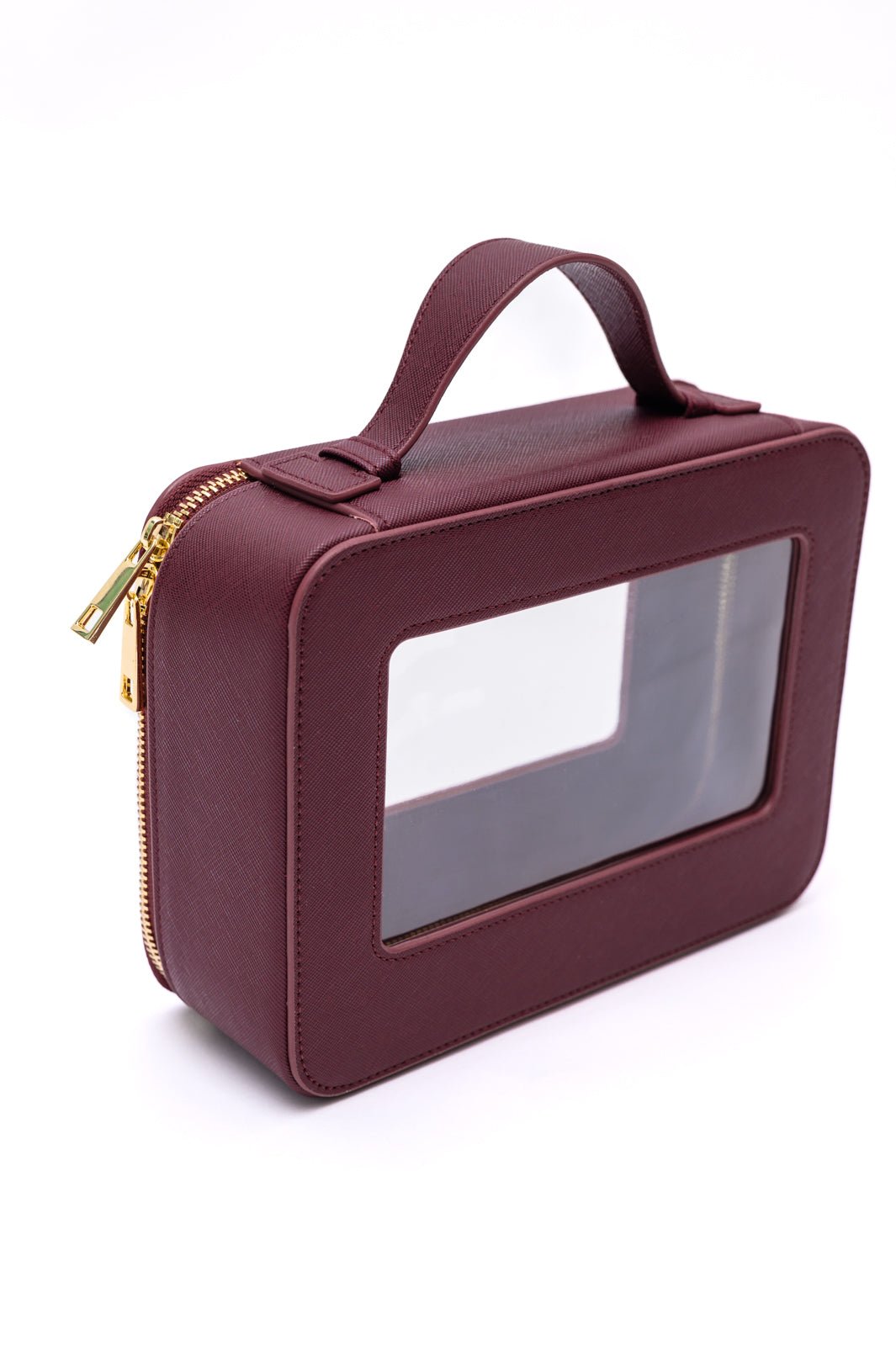 PU Leather Travel Cosmetic Case in Wine (Online Exclusive) - Uptown Boutique Ramona